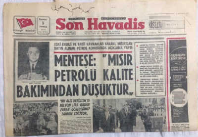 Son Havadis Gazetesi 5 Temmuz 1971 - Menteşe Mısır Petrolü Kalite Bakımından Düşüktür - GZ21307 - 1