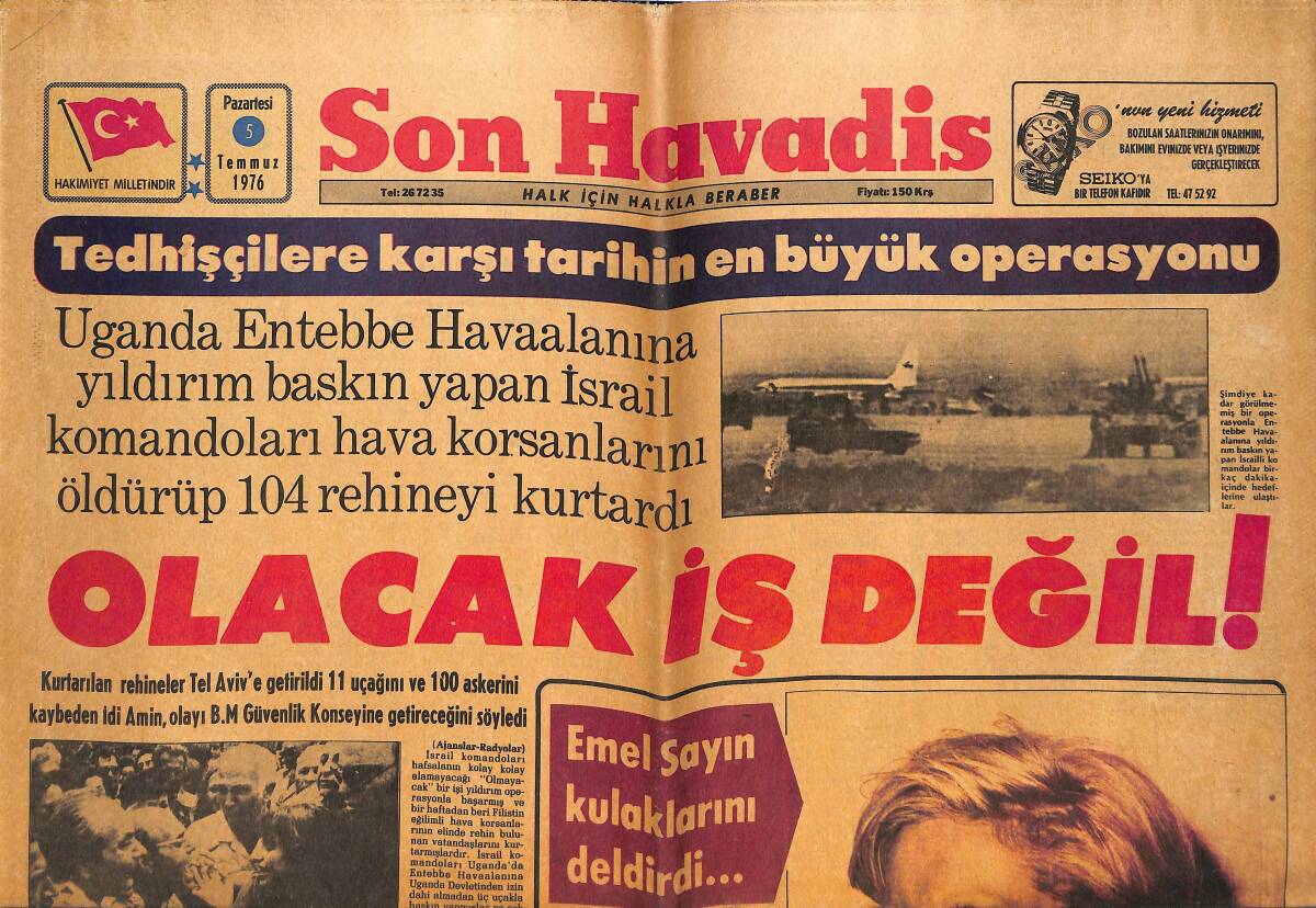 Son Havadis Gazetesi 5 Temmuz 1976 - Emel Sayın Kulaklarını Deldirdi... - Hülya Koçyiğit Sahne İçin Hazırlığa Başladı GZ142729 - 1