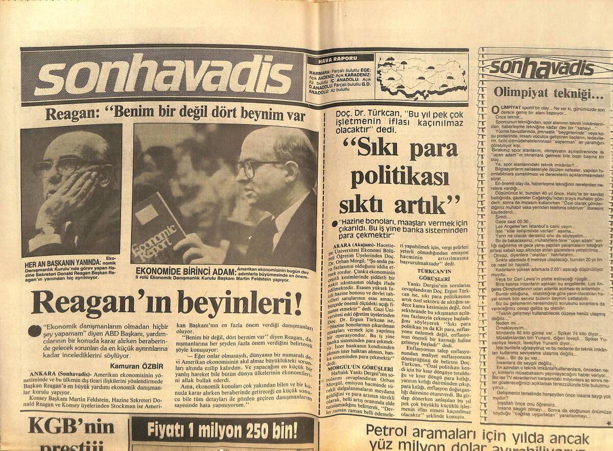Son Havadis Gazetesi 6 Ağustos 1984 - Reagan'ın Beyinleri! - KGB'NİN Prestiji Sarsıldı - İsrail'de Peres Yeni Hükümeti Kuracak! GZ142986 - 1
