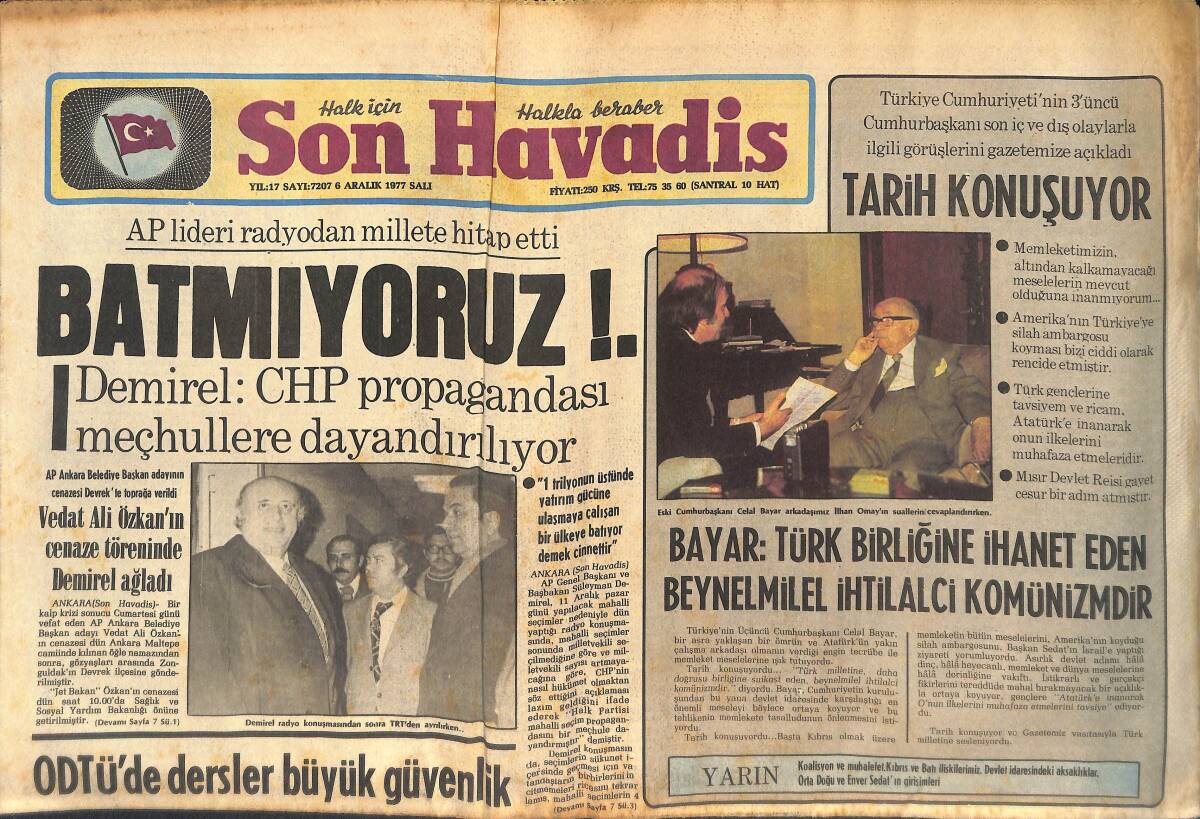 Son Havadis Gazetesi 6 Aralık 1977 - Trabzonspor Eskiye Döndü - Füsun Önal TV Teklifini Reddetti - Türkan Şoray Hayatını Anlatıyor GZ132675 - 1