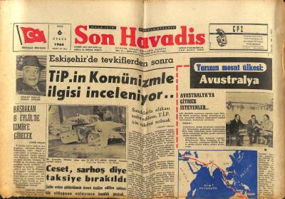 Son Havadis Gazetesi 6 Eylül 1966 - Amerikan Gemilerinin Durumu Tetkik Edilecek GZ80555 - 1