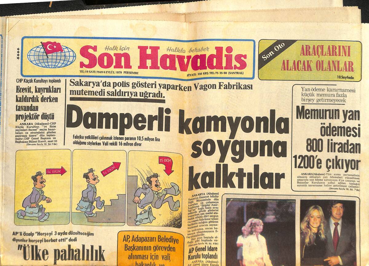 Son Havadis Gazetesi 6 Eylül 1979 - Farah Fawcett Önümüzdeki Hafta İstanbul'a Geliyor - AP Genel İdare Kurulu Toplandı GZ142730 - 1
