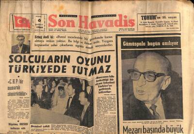 Son Havadis Gazetesi 6 Haziran 1965 - Gümüşpala Bugün Anılıyor - Ankarada Yeni Sanayi Çarşısı Kısmen Yandı GZ124314 - 1