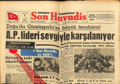 Son Havadis Gazetesi 6 Kasım 1963 - Mumcuoğlu İmar , Gökay da Sağlık Bakanı Oldu GZ65367 - 1