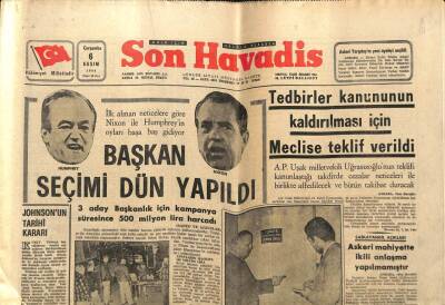 Son Havadis Gazetesi 6 Kasım 1968 - Başkan Seçimi Yapıldı GZ99051 - 1