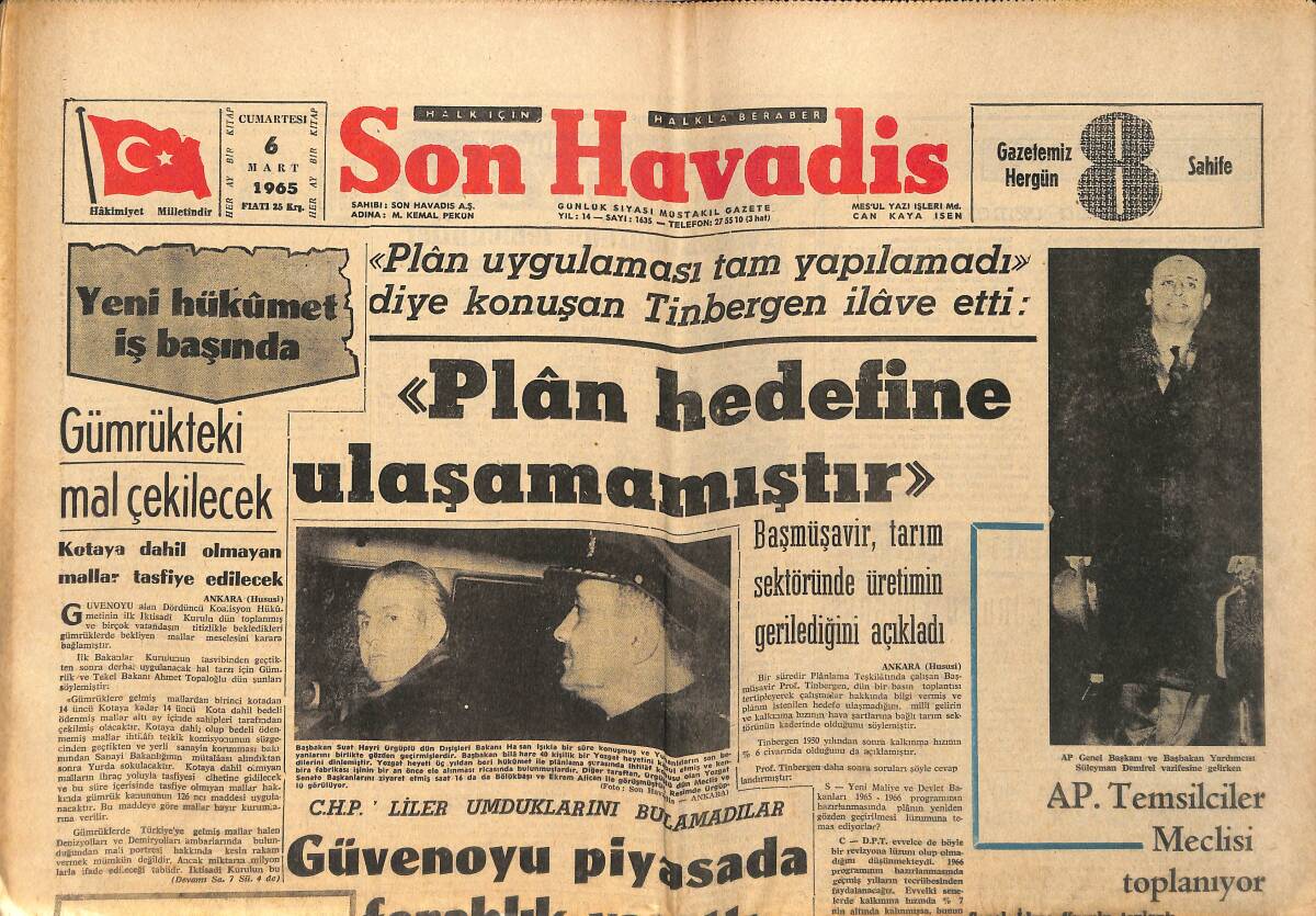 Son Havadis Gazetesi 6 Mart 1965 - Brigitte Bardot'un Gizli Hayatı - İstanbul'da 128 Kızamık Tespit Edildi GZ158826 - 1
