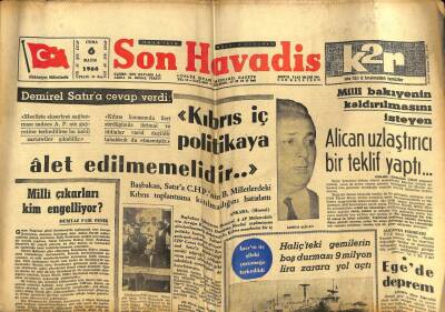 Son Havadis Gazetesi 6 Mayıs 1966 - Demirel Kıbrıs İçin Politikaya Alet Edilmemelidir GZ59380 - 1