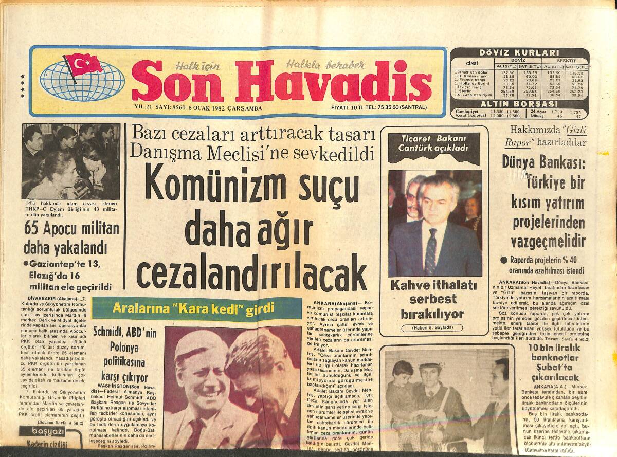 Son Havadis Gazetesi 6 Ocak 1982 - Papandreu , AET'deki Yunan Temsilcisini Görevinden Azletti ! GZ142736 - 1