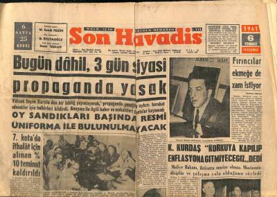 Son Havadis Gazetesi 6 Temmuz 1961 - Üç Kübalı Pilot Amerikaya Kaçtı GZ82441 - 1