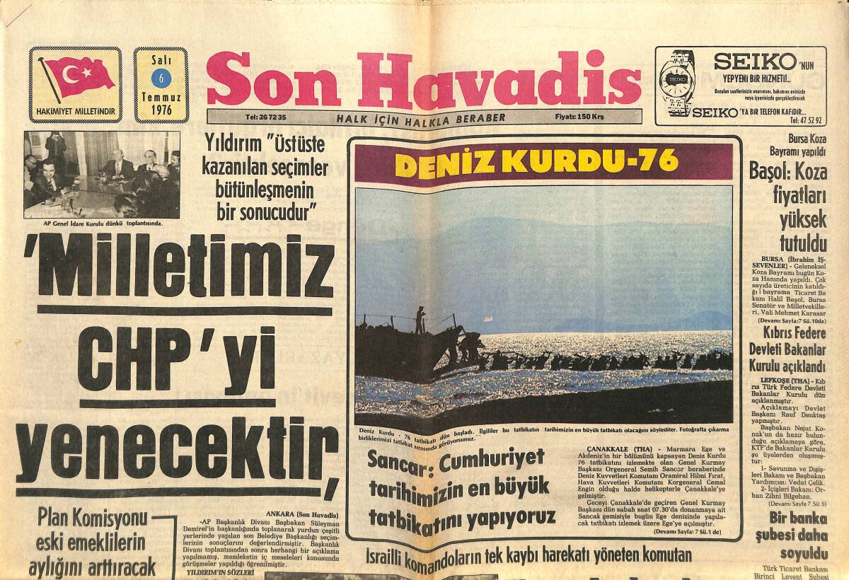 Son Havadis Gazetesi 6 Temmuz 1976 - Uganda Baskını Dünyada Hayret Uyandırdı - Bir Banka Şubesi Daha Soyuldu GZ143435 - 1