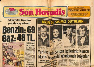 Son Havadis Gazetesi 7 Ağustos 1981 - Benzin69 Gaz48 TL GZ56442 - 1