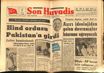 Son Havadis Gazetesi 7 Eylül 1965 - Barzanilere Uçakla Veba Mikrobu Atıldı GZ65781 - 2