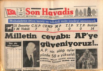 Son Havadis Gazetesi 7 Haziran 1966 - Milletin Cevabı APye Güveniyoruz!.. - Everton , Fenerbahçeyi Yendi GZ123923 - 1