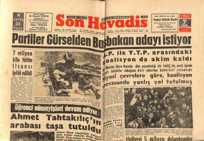 Son Havadis Gazetesi 7 Kasım 1961 - Partiler Gürselden Başbakan Adayı İstiyor GZ69499 - 2