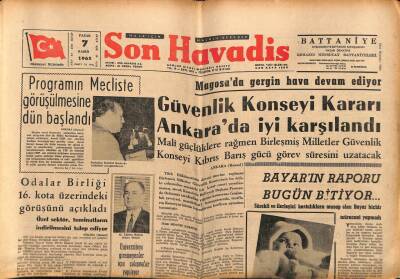 Son Havadis Gazetesi 7 Kasım 1965 - Güvenlik Konseyi Kararı Ankarada İyi Karşılandı GZ56561 - 1
