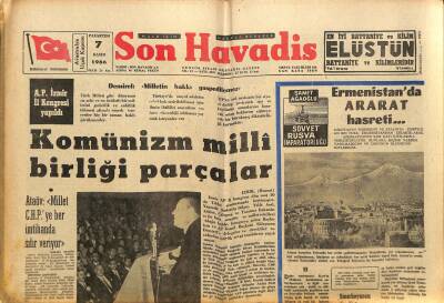 Son Havadis Gazetesi - 7 Kasım 1966 - Ermenistanda Ararat Hasreti - Bursadaki Sanayi Bölgesi Açıldı GZ124234 - 1