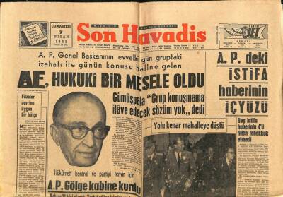 Son Havadis Gazetesi 7 Nisan 1962 - Af, Hukuku Bir Mesele Oldu GZ80524 - 1