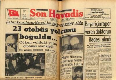 Son Havadis Gazetesi 7 Nisan 1964 - 23 Otobüs Yolcusu Boğuldu...GZ60360 - 1