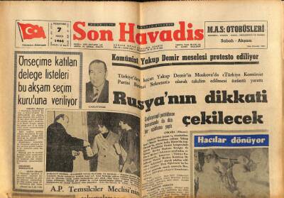 Son Havadis Gazetesi 7 Nisan 1966 - Mısırda Bir Mareşalin da Dahil Bulunduğu Kaçakçılar Yakalandı GZ77459 - 1