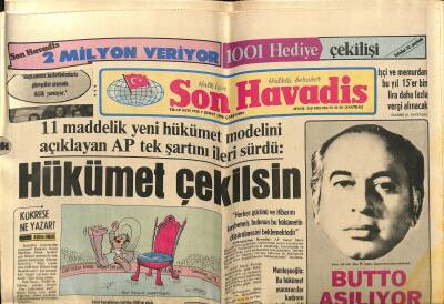 Son Havadis Gazetesi 7 Şubat 1979 - Butto Asılıyor - Şah Muhammed Rıza Yedi Yaşında Veliaht İlan Edilmişti GZ124369 - 1
