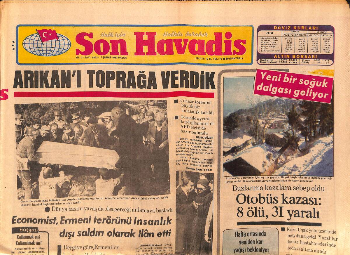 Son Havadis Gazetesi 7 Şubat 1982 - Arıkan'ı Toprağa Verdik - Kiralar Enflasyondan Çok Daha Hızlı Yükseliyor GZ149679 - 1