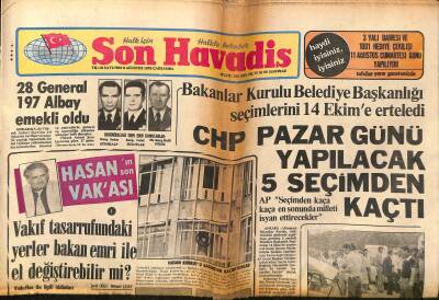 Son Havadis Gazetesi 8 Ağustos 1979 - Bülent Ersoy Ve 100 Binin Hikayesi - CHP Pazar Günü Yapılacak 5 Seçimden Kaçtı GZ121164 - 1