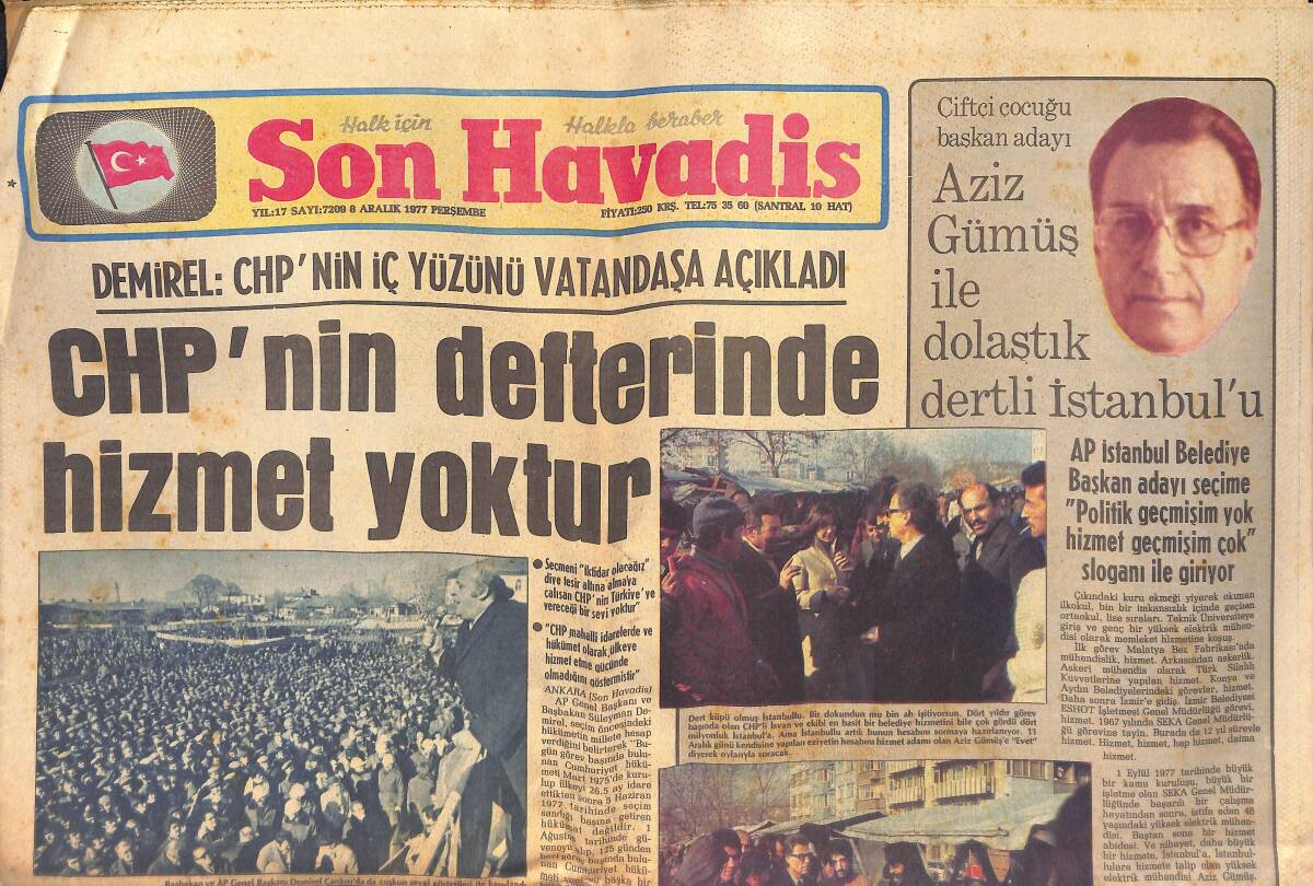 Son Havadis Gazetesi 8 Aralık 1977-NATO'da Üçüncü Aşama,Dışişleri Bakanları Toplanıyor-Türkan Şoray Hayatını Anlattı-Filiz Akın Dedikoduları Yalanladı GZ132669 - 1