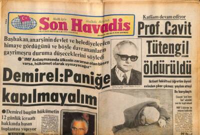 Son Havadis Gazetesi 8 Aralık 1979 - Prof. Cavit Tütengil Öldürüldü GZ56390 - 1