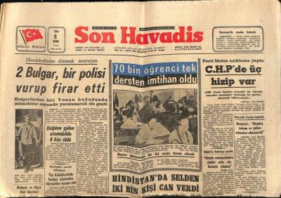 Son Havadis Gazetesi 8 Ekim 1968 - 70 Bin Öğrenci Tek Dersten İmtihan Oldu GZ56469 - 1