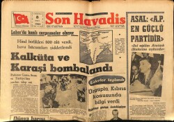 Son Havadis Gazetesi 8 Eylül 1965 - Hind Birlikleri 800 Ölü Verdi , Hava Hücumları Şiddetlendi GZ65782 - 2