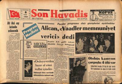 Son Havadis Gazetesi 8 Kasım 1965 - Beşiktaş2 Fenerbahçe0 GZ56560 - 1