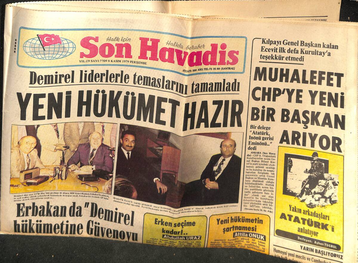 Son Havadis Gazetesi 8 Kasım 1979 - Demirel Liderlerle Temaslarını Tamamladı - Aynur Aydan Şiir Yazmaya Başladı! GZ142653 - 1