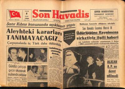 Son Havadis Gazetesi 8 Mart 1964 - Mandy Ankaraya Sokulmayacak... GZ69827 - 2