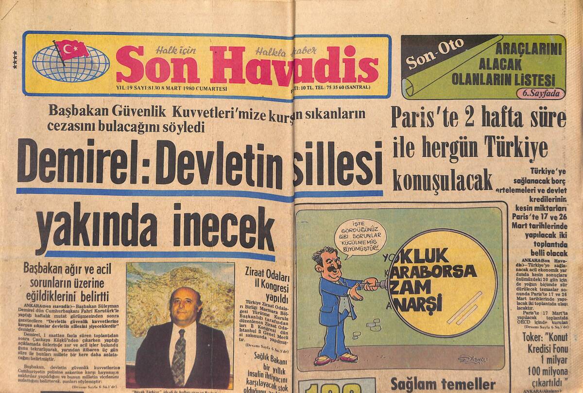 Son Havadis Gazetesi 8 Mart 1980 - Cüneyt Arkın, Hakan Balamir Ve Melike Zorlu İle İlk Kez Bir Araya Geldi - Fred Atair Yeniden Evleniyor GZ156385 - 1