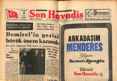 Son Havadis Gazetesi 8 Mayıs 1967 - Otomobil İthâli Yeni Esaslara Bağlanıyor - Malatyada da CHPden Çok Sayıda İstifalar Oldu GZ121022 - 1