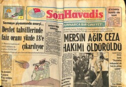 Son Havadis Gazetesi 8 Mayıs 1979 - Mersin Ağır Ceza Hakimi Öldürüldü GZ65509 - 2