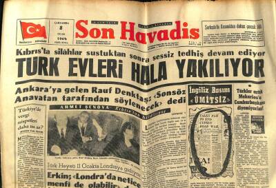 Son Havadis Gazetesi 8 Ocak 1964 - Kıbrısta Türk Evleri Hala Yakılıyor GZ59422 - 1