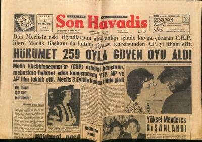 Son Havadis Gazetesi 8 Temmuz 1962 - Yüksel Menderes Nişanlandı - Fas Kuvvetleri Dün Cezayire Girdiler... GZ124355 - 1