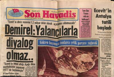 Son Havadis Gazetesi 8 Temmuz 1979 - Skylabın Antalya Civarına Düşmesi Bekleniyor GZ81501 - 1