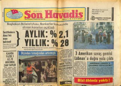 Son Havadis Gazetesi 8 Temmuz 1982 - 3 Amerikan Savaş Gemisi Lübnana Doğru Yola Çıktı GZ97897 - 1