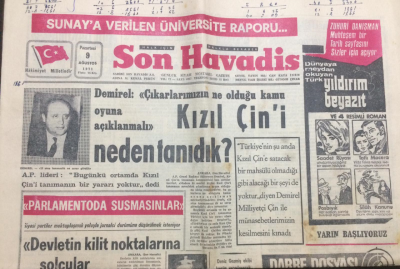 Son Havadis Gazetesi 9 Ağustos 1970 - Kızıl Çini Neden?Tanıdık - GZ12146 - 1