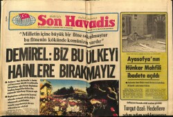 Son Havadis Gazetesi 9 Ağustos 1980 - Ayasofyanın Hünkar Mahfili İbadete Açıldı GZ69074 - 2