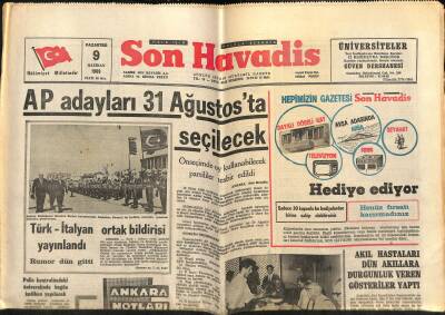 Son Havadis Gazetesi 9 Haziran 1969 - Türkeş Solcuların İçyüzünü Anlattı - R.Taylor Dün Öldü GZ124009 - 1