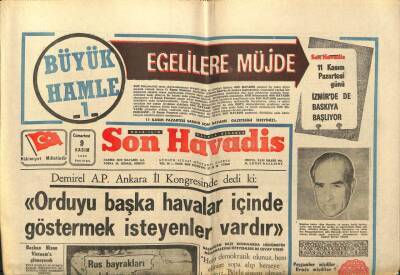 Son Havadis Gazetesi 9 Kasım 1968 - Çek Gençleri Ruslara Karşı Tekrar Ayaklandı GZ97904 - 1