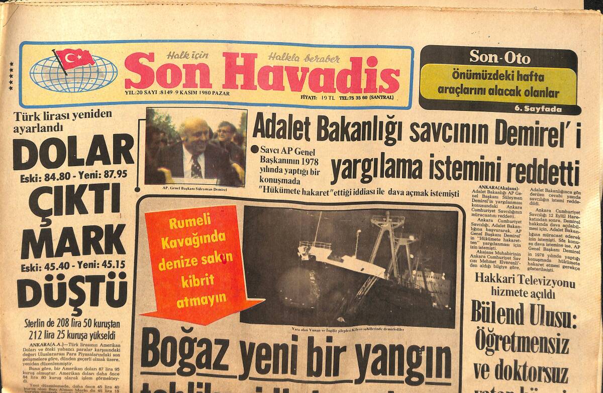 Son Havadis Gazetesi 9 Kasım 1980 - İran Eski Dışişleri Bakanı Kutbizade Tutuklandı - Serap Mutlu Akbulut Söylüyor GZ157198 - 1