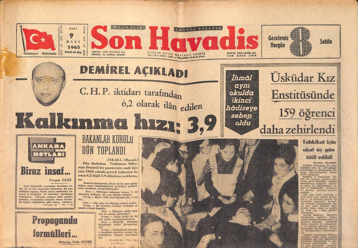 Son Havadis Gazetesi 9 Mart 1965 - Komünizmi Yasaklayan Kanun Kaldırılmıyor... GZ158829 - 1