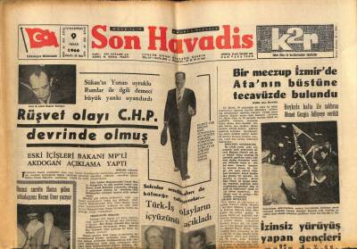 Son Havadis Gazetesi 9 Nisan 1966 - Rüşvet Olayı CHP Devrinde Olmuş GZ77461 - 1