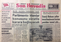 Son Havadis Gazetesi 9 Nisan 1972 - Parlemento İdamlar Konusunu Süratle Karara Bağlayacak - GZ12483 - 1