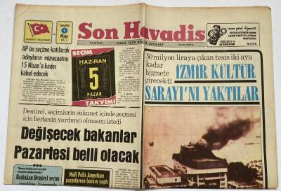 Son Havadis Gazetesi 9 Nisan 1977 - İzmir Kültür Sarayını Yaktılar GZ60298 - 1