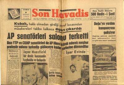 Son Havadis Gazetesi 9 Şubat 1962 - Jayne Mansfield Bir Deniz Kazasında Kayboldu Ve Bulundu GZ80543 - 1